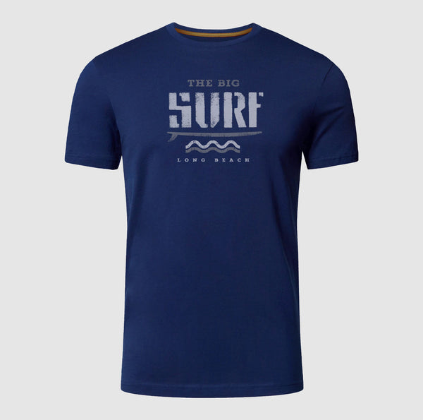Premium Printed T-shirt | The Big Surf Blue 100% Cotton Print T Shirt Short Sleeves