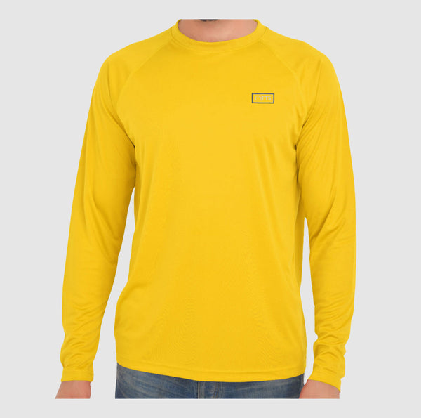 Yellow Full Sleeves Performance T-Shirts | Breathable 100% Polyester Round Neck Shirt