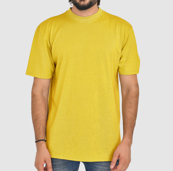 Yellow Long and tall T Shirts - Round Neck Short Sleeves Big Casual wear Shirt 5XL Sizes