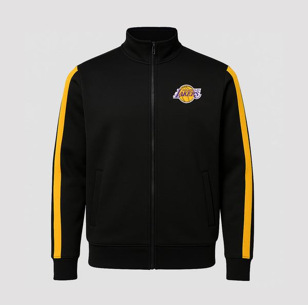 Black Fleece Jacket with Yellow Stripe - Lakers Sports Upper Jacket